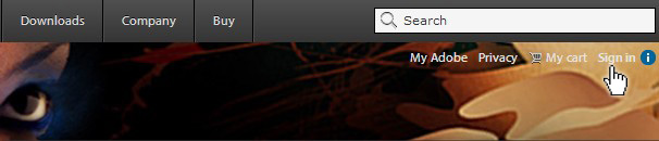 линк "Влизане" в Adobe.com