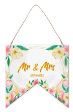 Табелка-флагче - код C - Mr & Mrs, Just Married