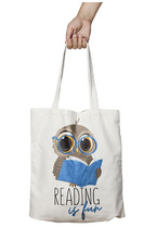 Simetro Books - Чанта за пазаруване - Reading is fun - Бухалче с книга