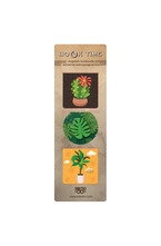 Магнитни книгоразделители - Book Time - Квадрат - Цветя - кактус, мостера и драцена