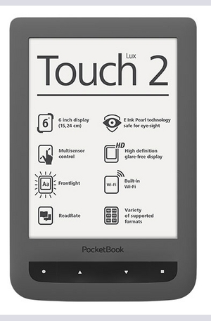 електронен четец - Pocketbook Touch Lux 2 6" PB626 - сив