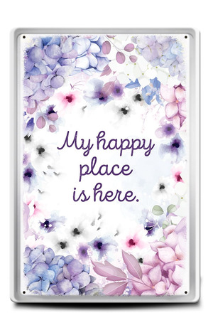 Продукт - Метална табелка - A4 - My happy place is here