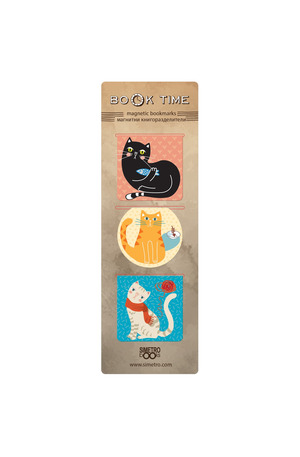 Продукт - Магнитни книгоразделители - Book Time - Квадрат - Три котки