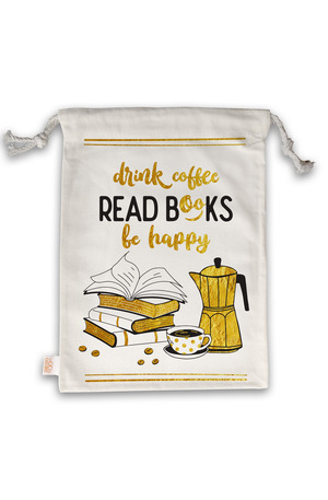 Продукт - Simetro Books - Чанта за книги - Drink coffee, read books, be happy